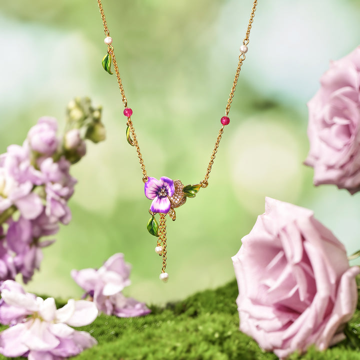 Purple Pansy Necklace