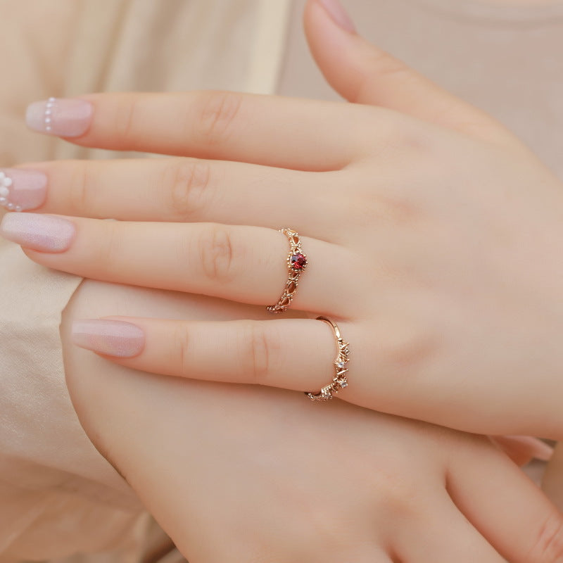 Vintage Garnet Stacking Ring Set Gift