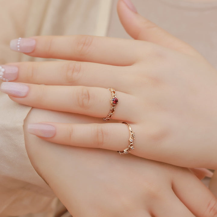 Vintage Garnet Stacking Ring Set Gift