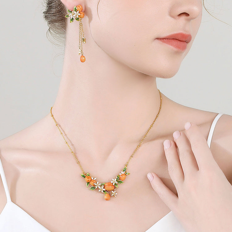 Golden Plum Flower Necklace