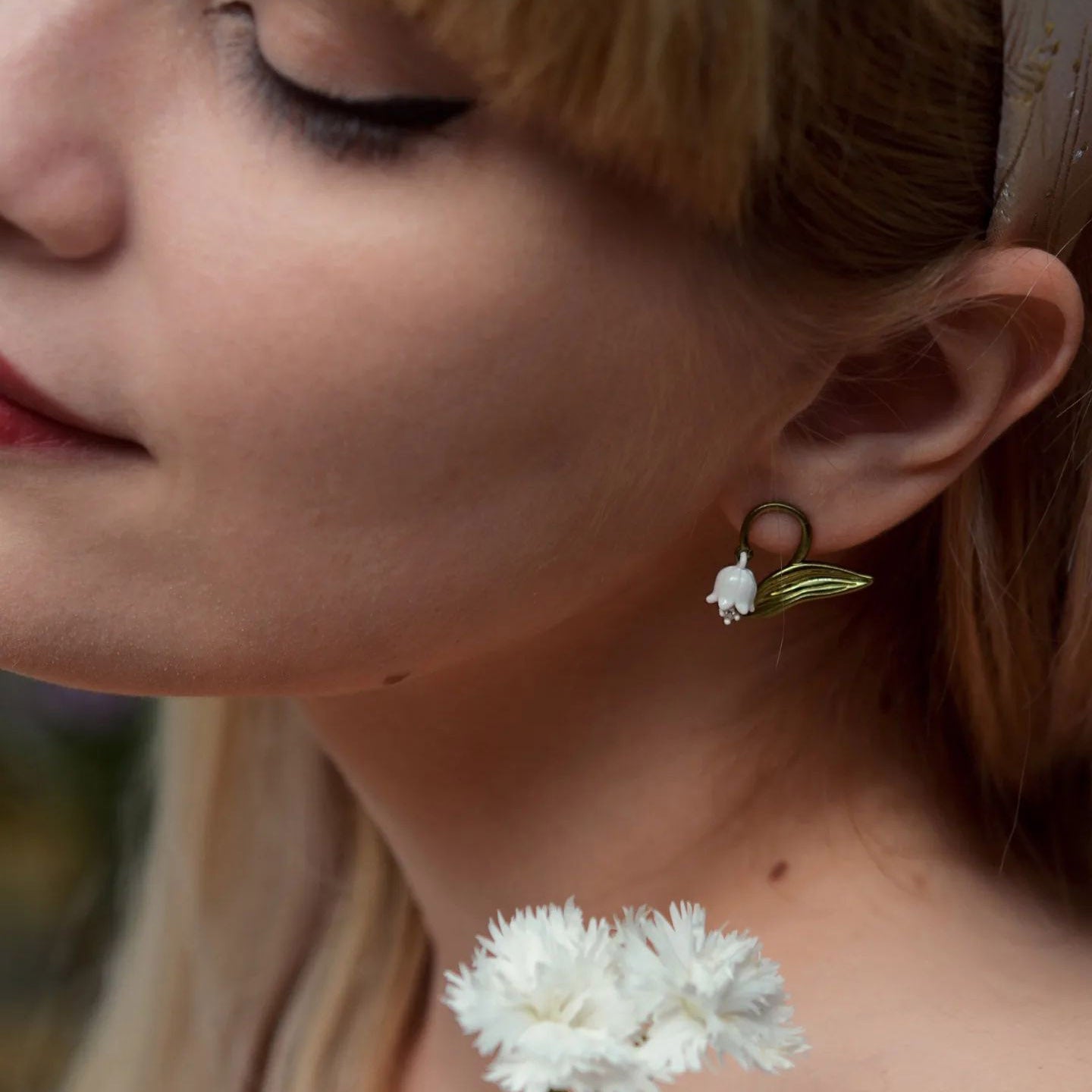 Enamel Lily Of The Valley Stud Earrings