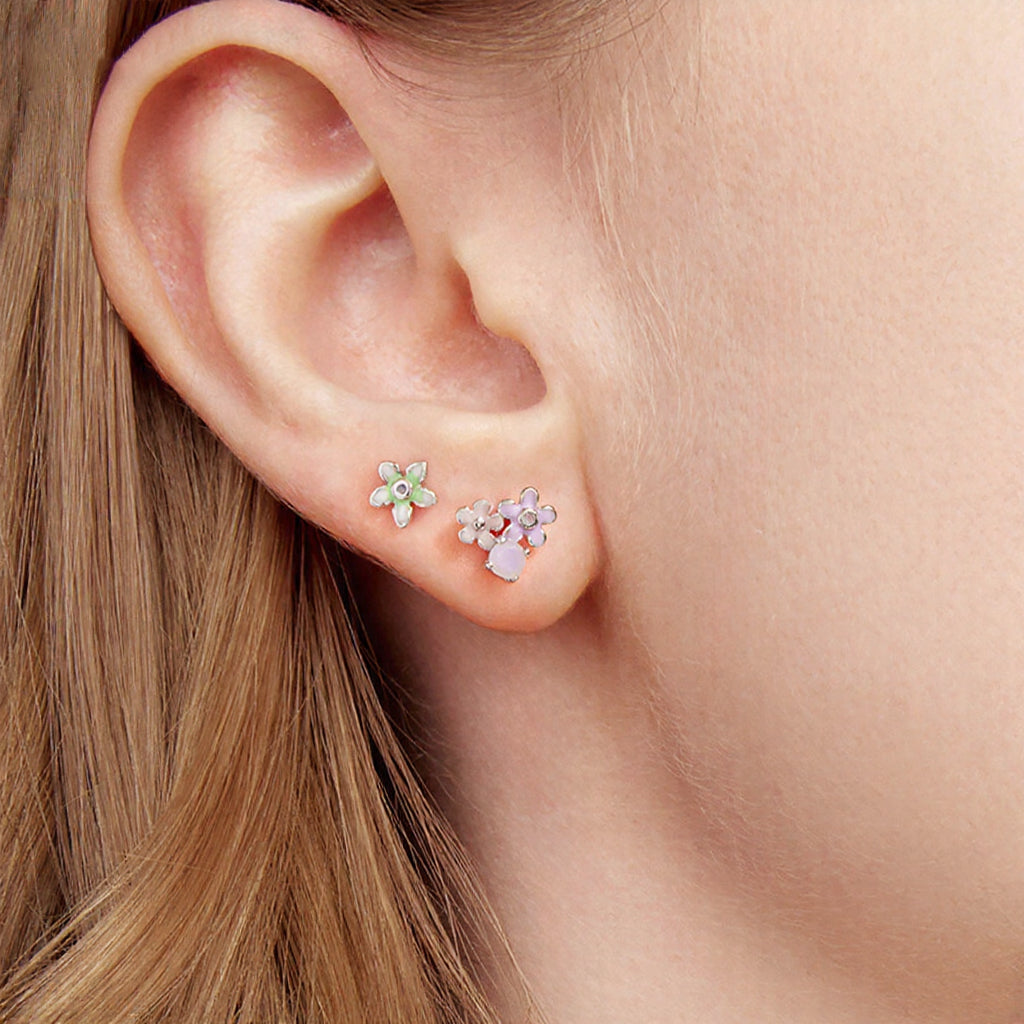 Purple Flower Stud Earrings Gift