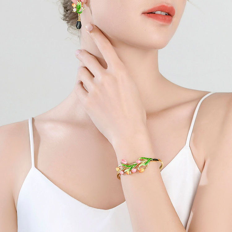 Enamel Tulip Cuff Bracelet