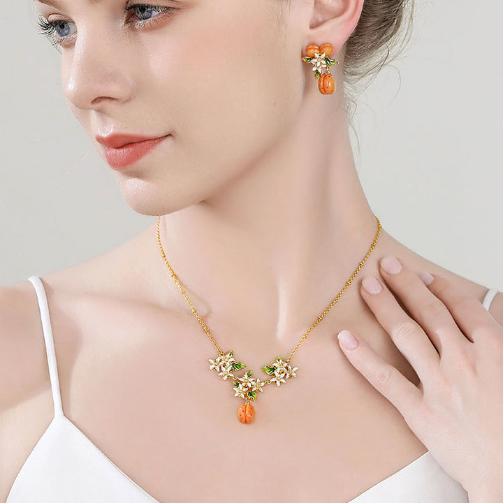 Golden Plum Blossom Pendant Necklace