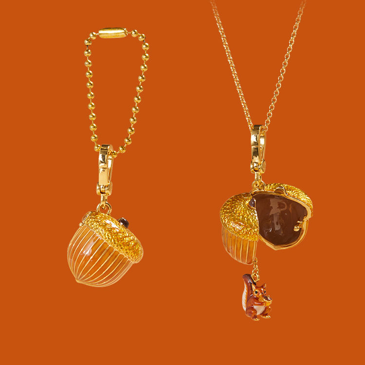 Squirrel with Acorn Locket Necklace Gift