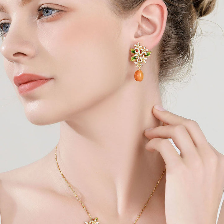 Golden Plum Blossom Earrings