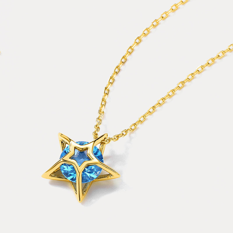 Blue Spinel Pentagram Necklace