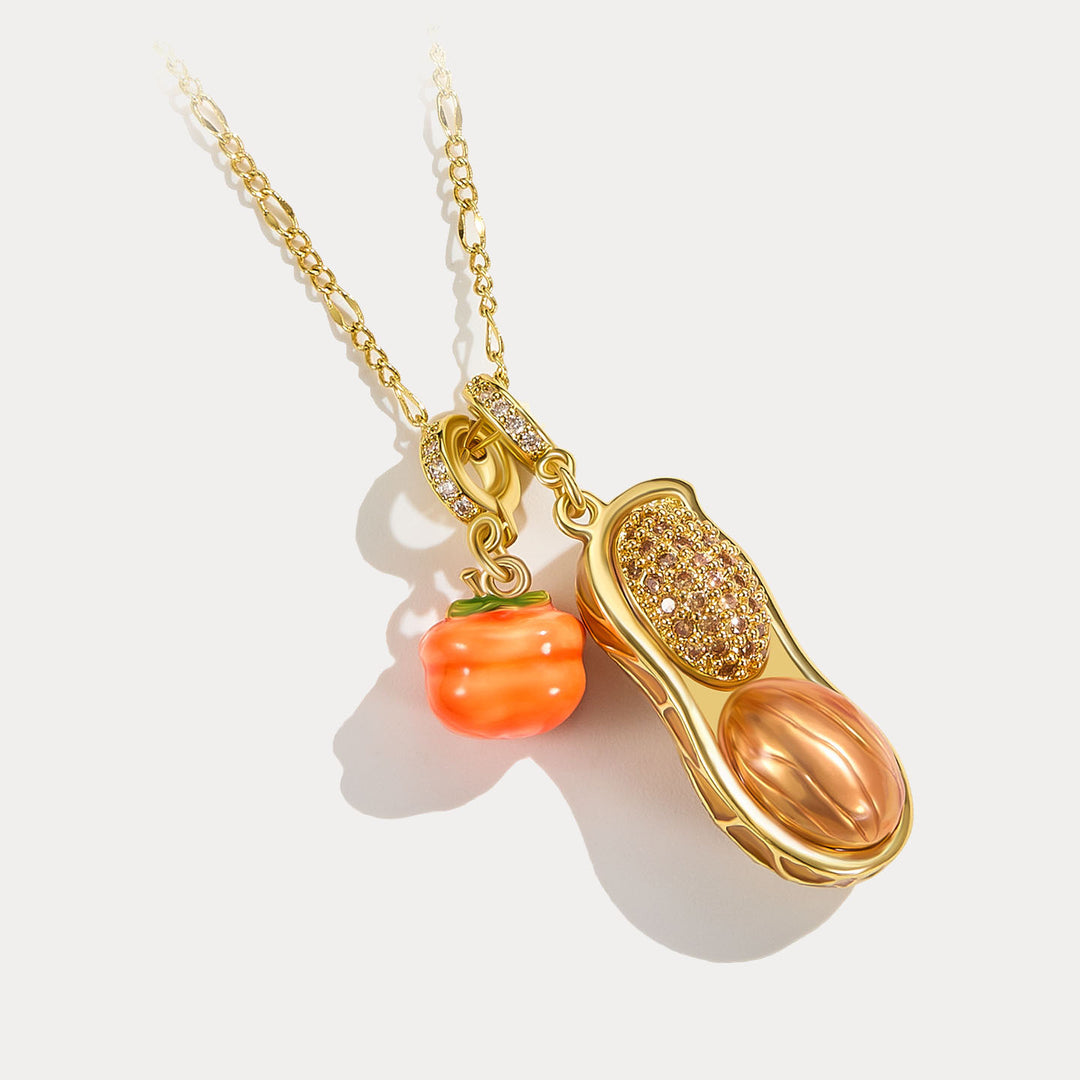 Enamel Lucky Peanuts & Persimmon Necklace Gift