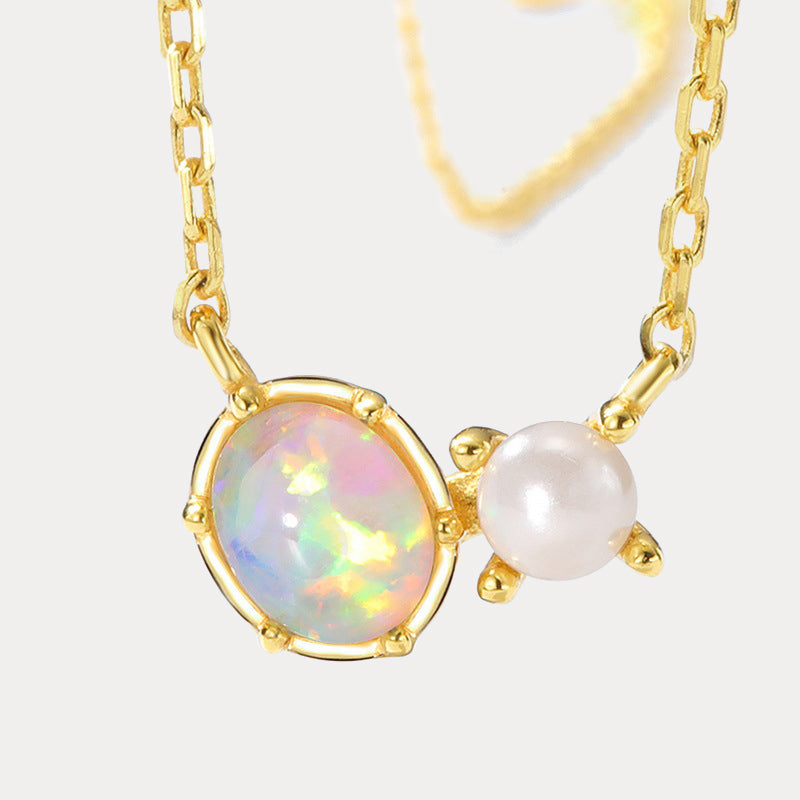 Opal Pearl Chain Necklace