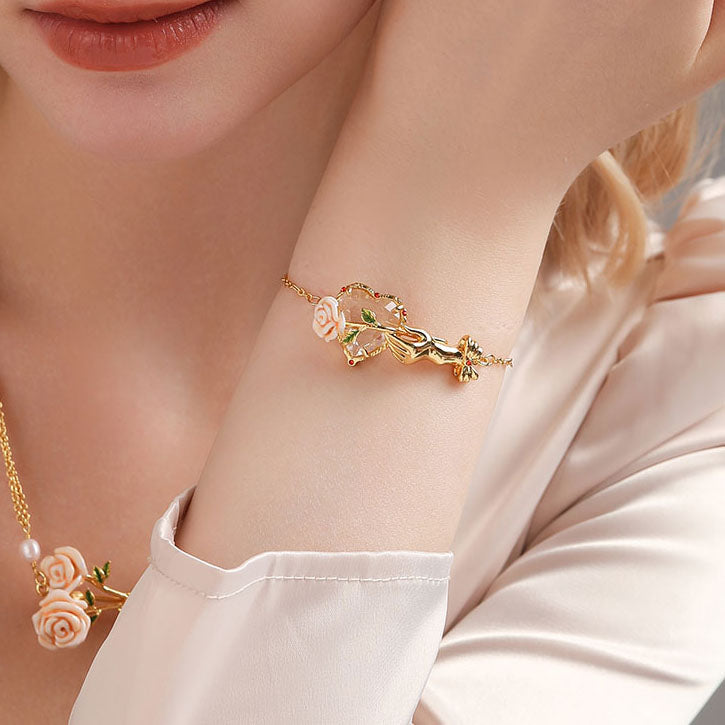 Champagne Rose Heart Bracelet