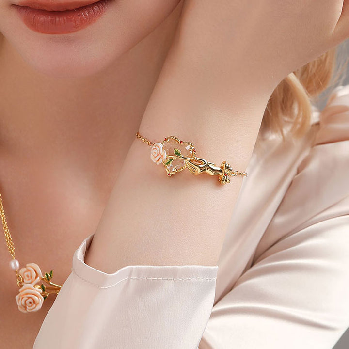 Champagne Rose Heart Bracelet