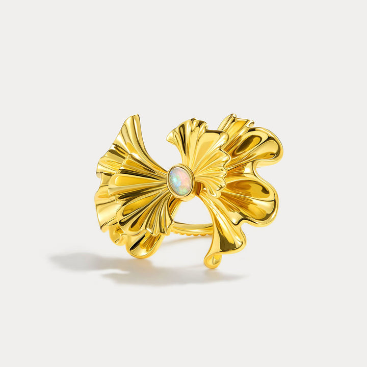 Ginkgo leaf Opal Ring Gift For Women