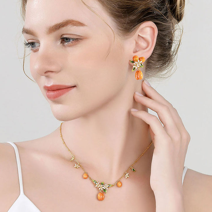 Golden Plum Flower Earrings