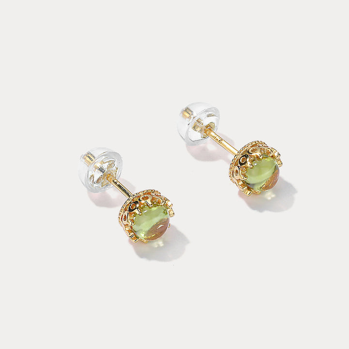 Round Peridot Stud Earrings Gift