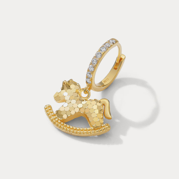 Rocking Horse Hoop Earrings Gift for Her