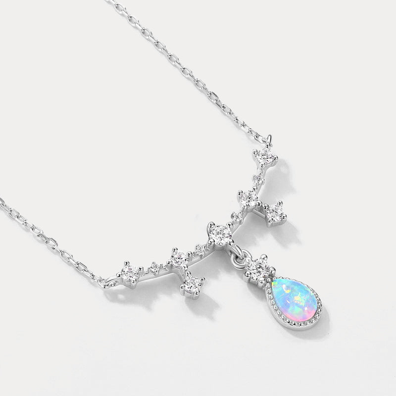 Selenichast Silver Opal Drop Necklace