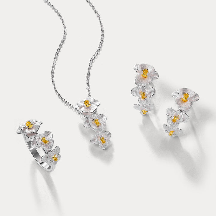 Silver Orchid Ring Gift for Her