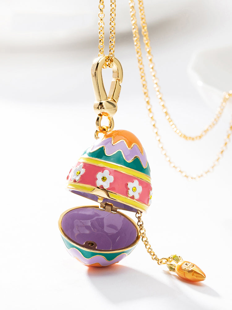 Easter Egg Carrot Locket Pendant Necklace