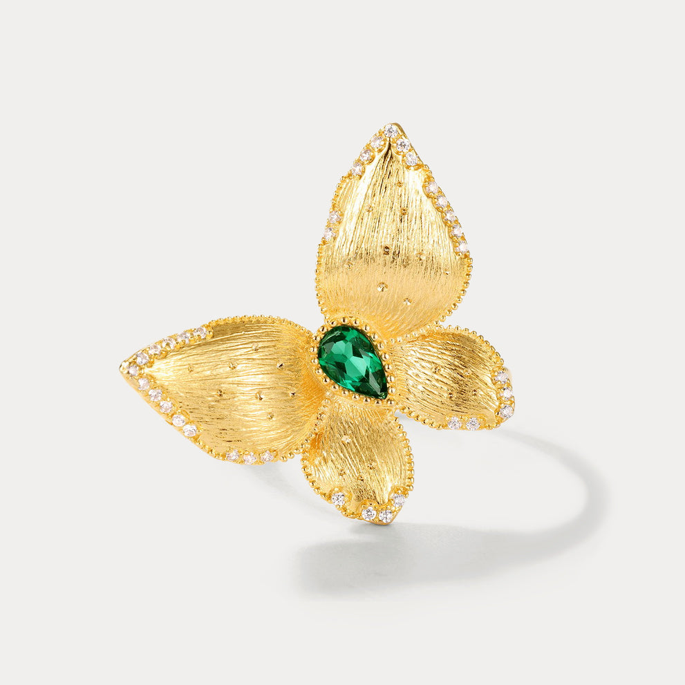 Emerald Butterfly Ring Gift