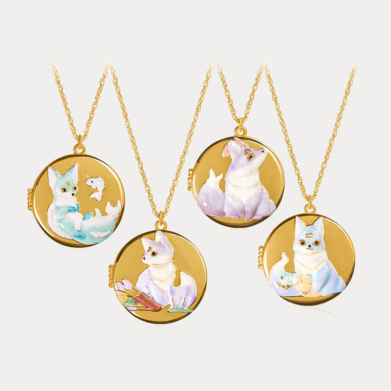 Fox Constellation Locket Necklace