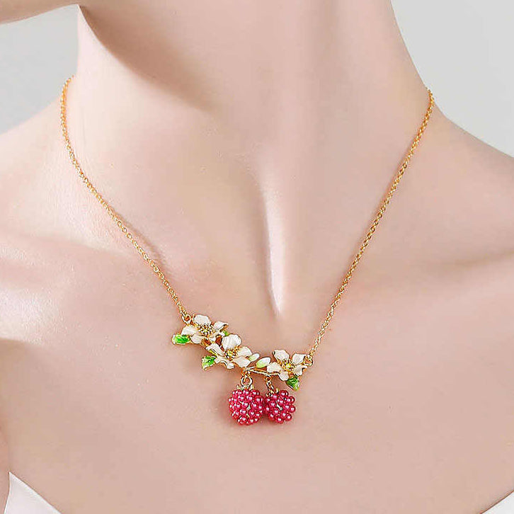 Raspberry Flower Necklace