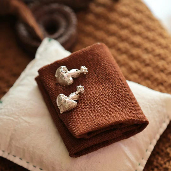 Silver Mushroom Earrings