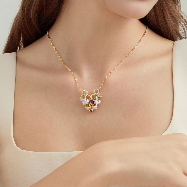 Iris Flower Bee Necklace