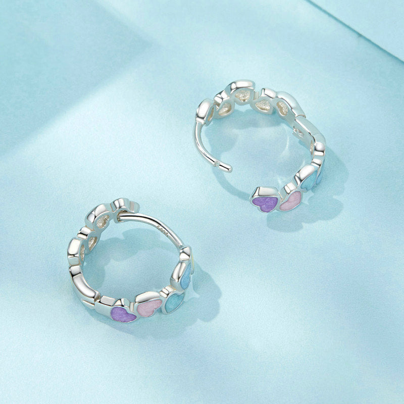 Rainbow Heart Hoop Earrings Gift
