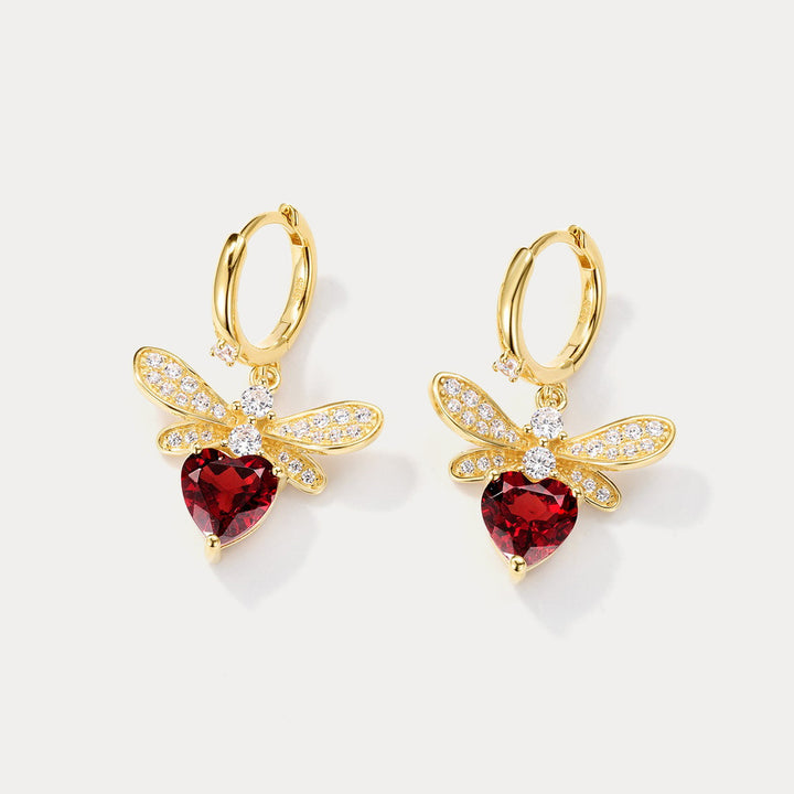 Garnet Honeybee Earrings