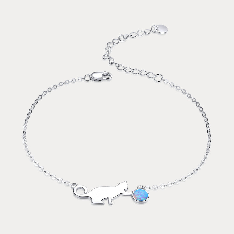 Selenichast Silver Cat Opal Bracelet
