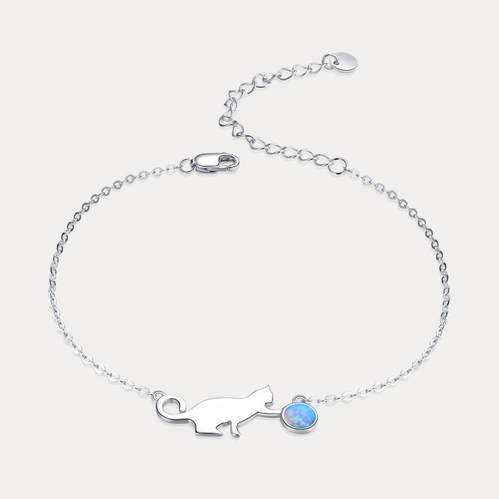 Selenichast Silver Cat Opal Bracelet