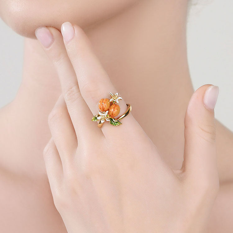 Golden Plum Flower Ring