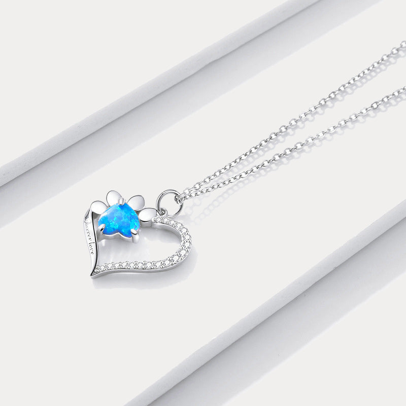 Cat Paw Heart Necklace