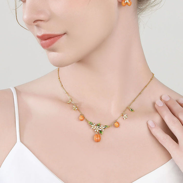 Golden Plum Blossom Multi- Charm Necklace