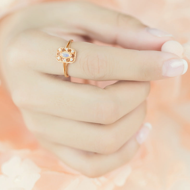 Opal Square Vintage Engagement Ring
