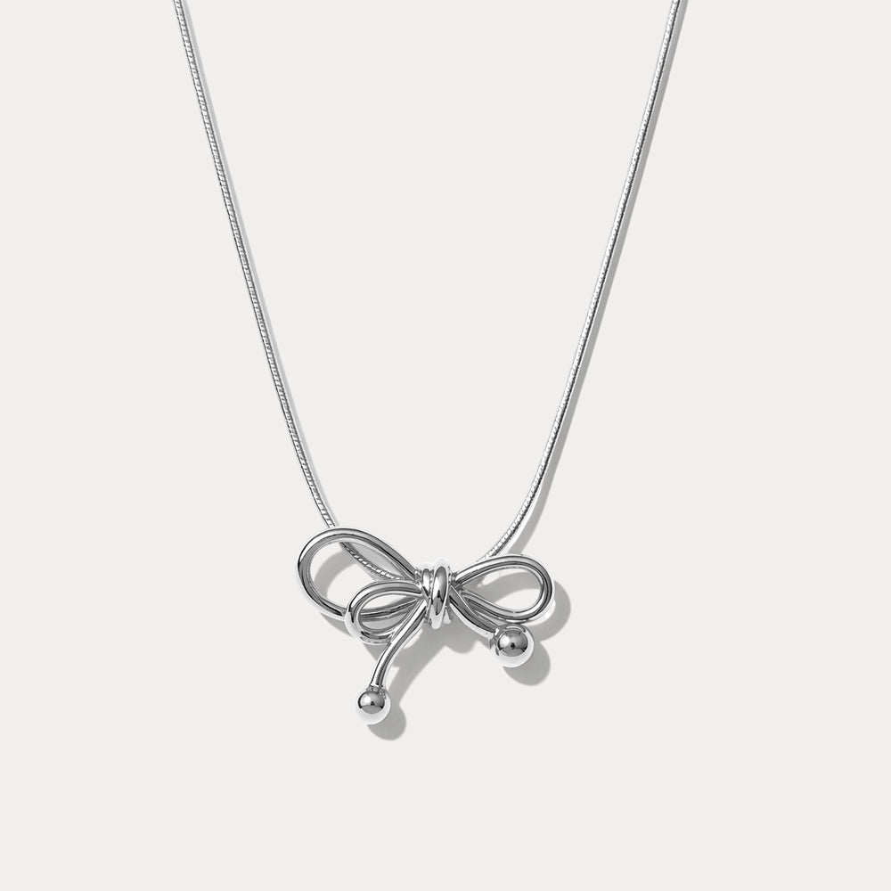 Selenichast Silver Bow Necklace