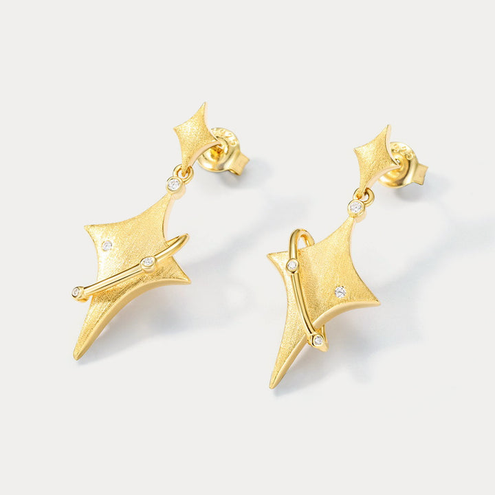 Silver Four-Point Star Earrings Gift