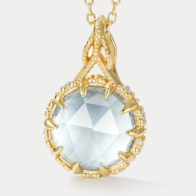 Round Topaz Pendant Necklace Gift