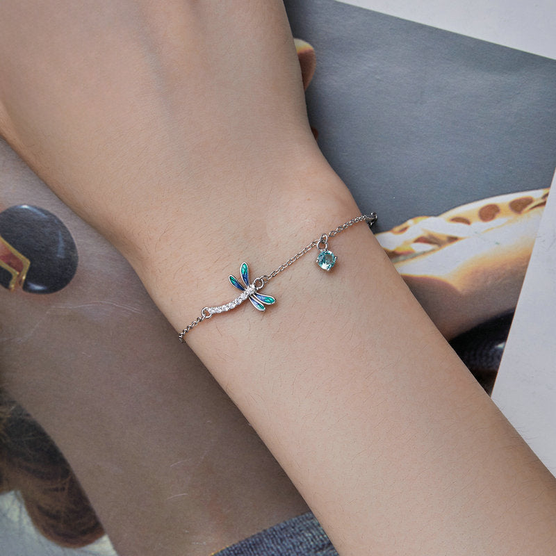 Silver Blue Dragonfly Bracelet