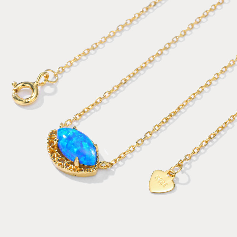 Blue Opal Pendant Necklace
