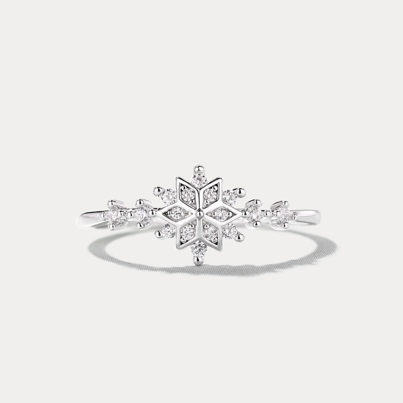 Snowflake Diamond Silver Engagement Ring