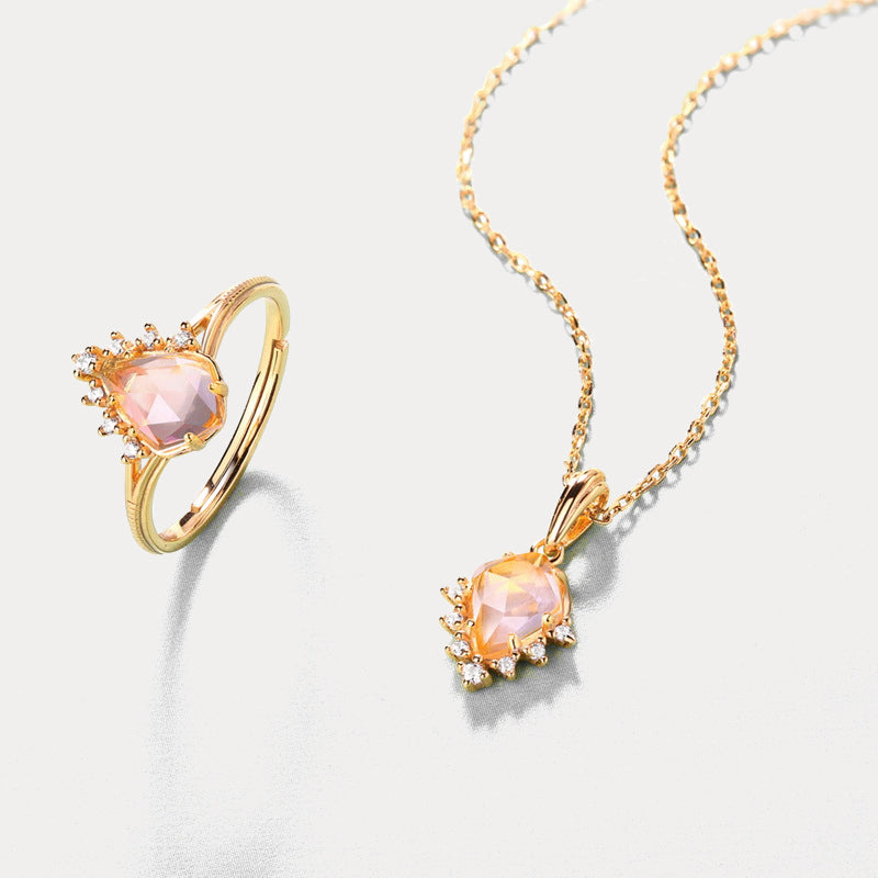 Rose Quartz Crown Jewelry Set
