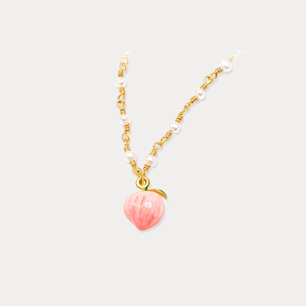 Peach Pearl 18k Gold Necklace