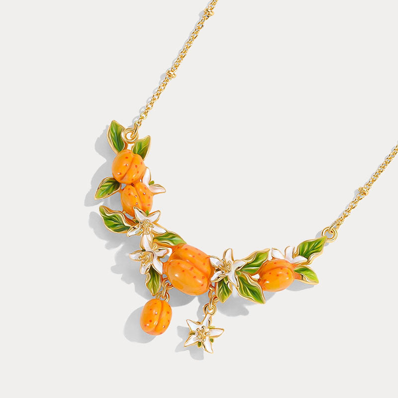 Golden Plum Flower Necklace