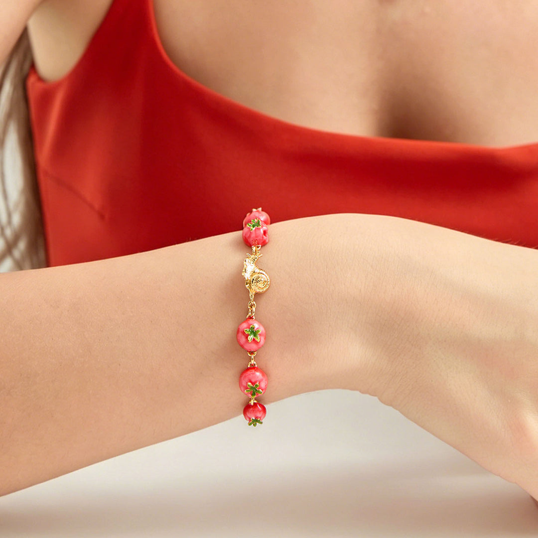 Selenichast Tomato & Snail Bracelet Enamel Jewelry