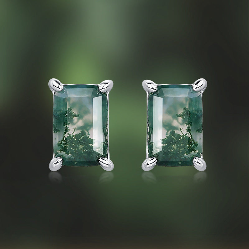 Pendientes de tachuelas de Moss Agate