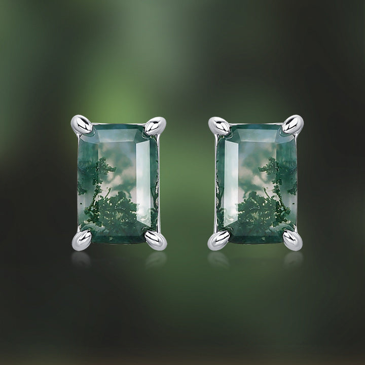 Moss Agate Stud Earrings