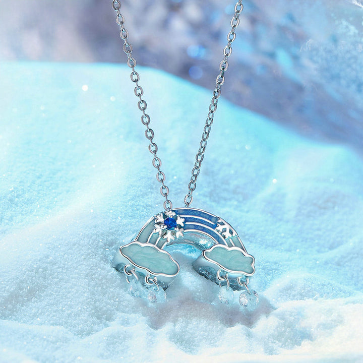 Snowflake Rainbow Pendant Necklace