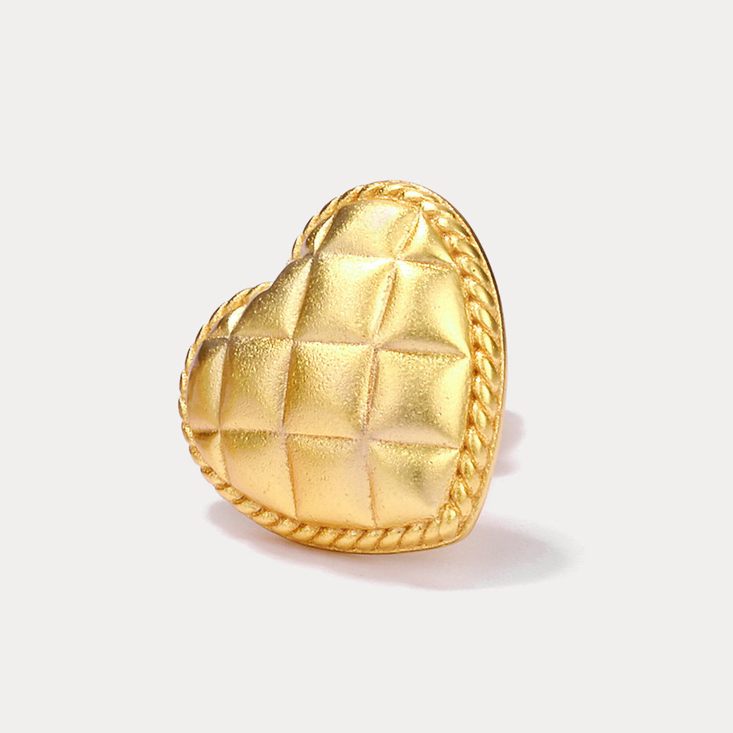 Vintage Golden Heart Stud Earrings Gift