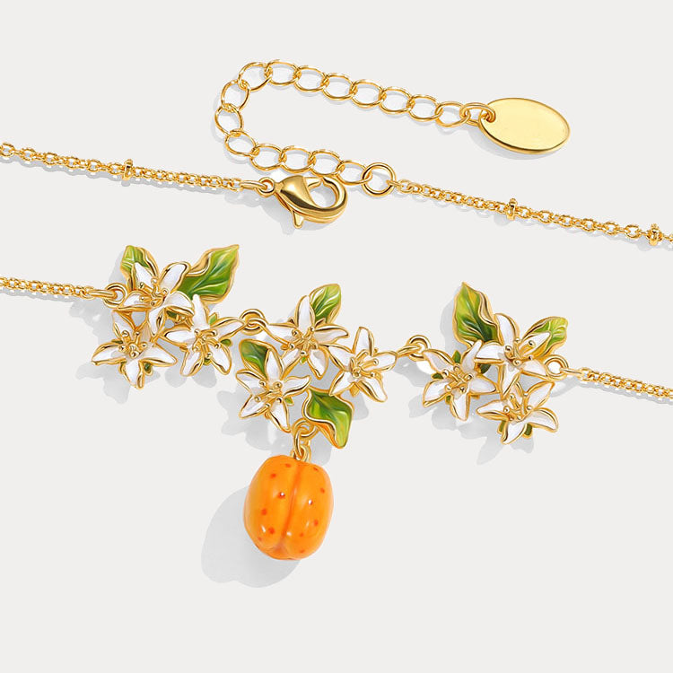 Selenichast Golden Plum Blossom Pendant Necklace